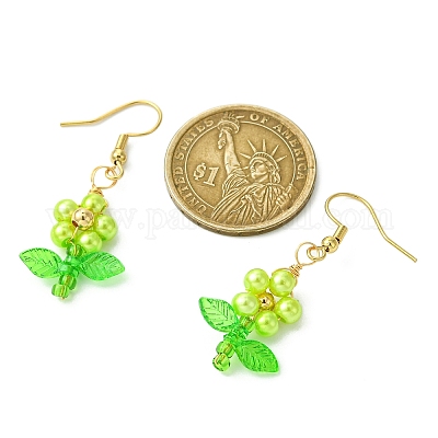 Серьги-подвески из стеклянного жемчуга и акрила EJEW-JE06325-01-1