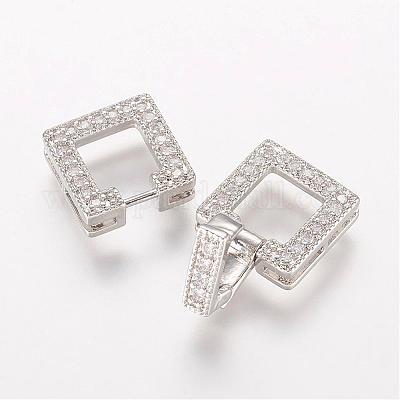 Латунные микро проложить кубического циркония раз за застежками ZIRC-J016-04P-1