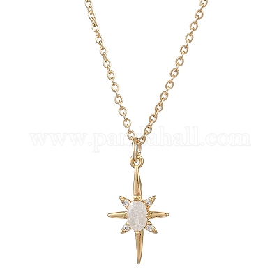Женские ожерелья-цепочки с подвеской в виде звезды из латуни и стекла 304 из нержавеющей стали NJEW-JN05544-1