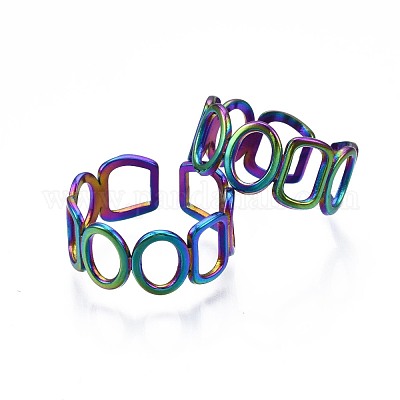 Кольцо из нержавеющей стали 304 и прямоугольное манжетное кольцо RJEW-N038-087-1