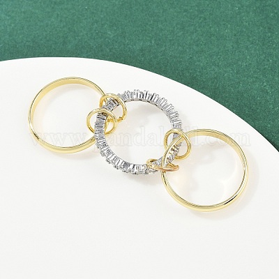 Латунные микро проложить пальцев кольца кубического циркония RJEW-D325-01PG-08-1