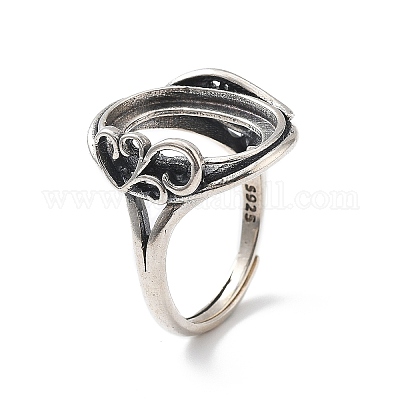 925 регулируемое кольцо из стерлингового серебра STER-C011-13AS-1