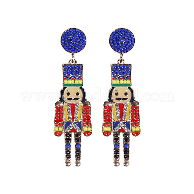 Серьги-гвоздики из сплава с эмалью в форме мультяшного солдата FS-WGA682D-02-1