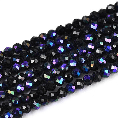 Нити бусин из натуральной черной шпинели с покрытием цвета AB G-T144-A07-03-1