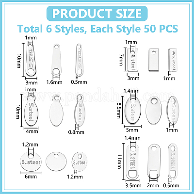 300 шт. 6 стиля подвески из нержавеющей стали 304 STAS-UN0063-84-1