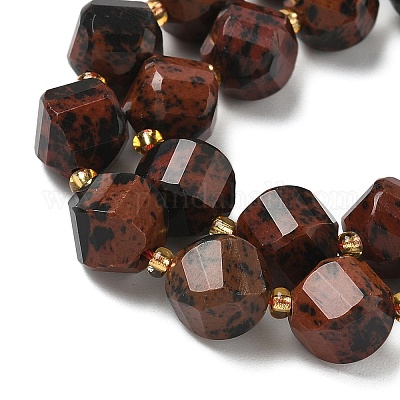 Натурального красного дерева обсидиана бисер нитей G-U023-A12-01-1