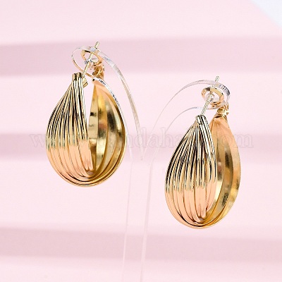 Латунные серьги-кольца EJEW-R025-30G-1