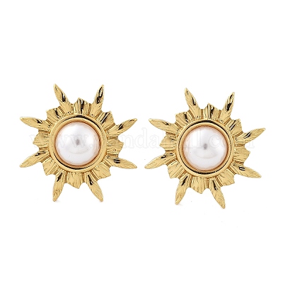 201 серьги-гвоздики из нержавеющей стали в форме солнца EJEW-P304-04G-1