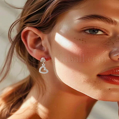 40 шт. 2-х цветные подвески в форме открытого сердца из нержавеющей стали 304 STAS-LP0004-24-1