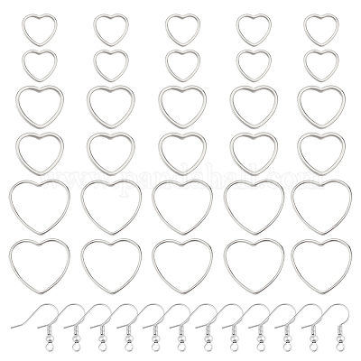 Набор для самостоятельного изготовления сережек-сердечек из нержавеющей стали 304 DIY-DR0001-41-1