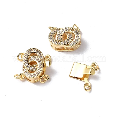 Покрытие стойки латунь микро паве прозрачный кубический цирконий застежки коробки KK-E073-03G-1