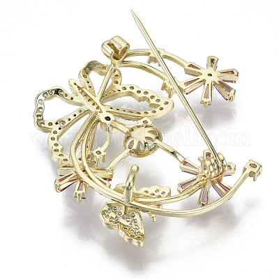 Латунь микро проложить кубического циркония фурнитуры брошки KK-N232-76-NF-1