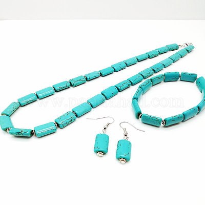 Прямоугольные синтетические бирюзовые бусины FS-WG10203-01-1