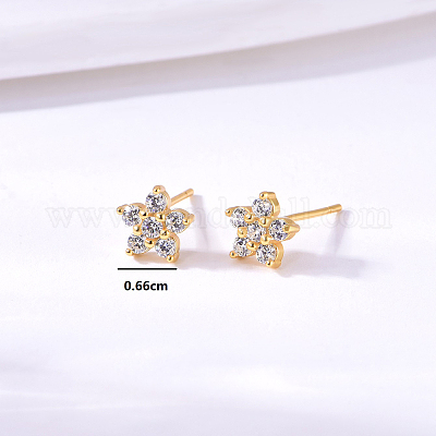 Серьги-цветы из стерлингового серебра с цирконием для женщин RB3197-2-1