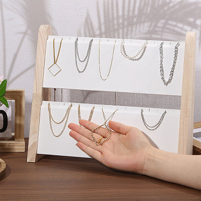 2-уровневые деревянные наклонные подставки для ожерелий NDIS-WH0001-19-1