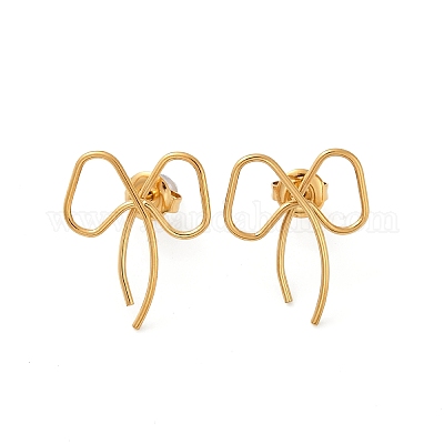 Серьги-гвоздики из нержавеющей стали 304 EJEW-G423-32F-G-1