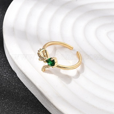 Латунь с манжетами из зеленого стекла RJEW-P173-01G-03-1