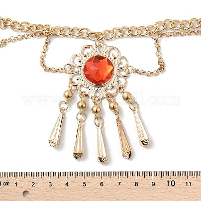 Сплав кубический цирконий цветок кисточка колокольчик цепочка ремни для женщин&nbsp;LS-AJEW-D300-01G-1