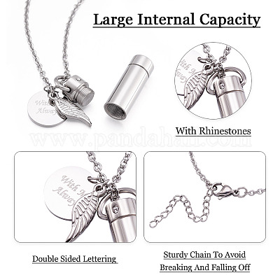 1 шт. ожерелье из нержавеющей стали 304 в форме колонны с прахом DIY-TA0010-07A-1