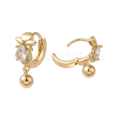 Серьга с подвесками из латуни с микропаве из кубического циркония EJEW-L271-04KCG-03-1