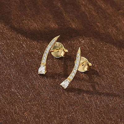 925 серьги-гвоздики из стерлингового серебра с прозрачным кубическим цирконием EJEW-Q032-01E-G-1