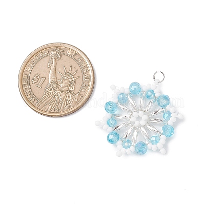 Подвески-снежинки из стеклянных бусин PALLOY-MZ01080-02-1