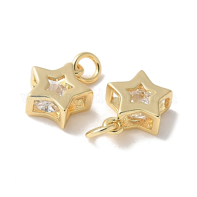 Латунные микропаве прозрачные подвески с фианитом KK-Q031-19G-01-1