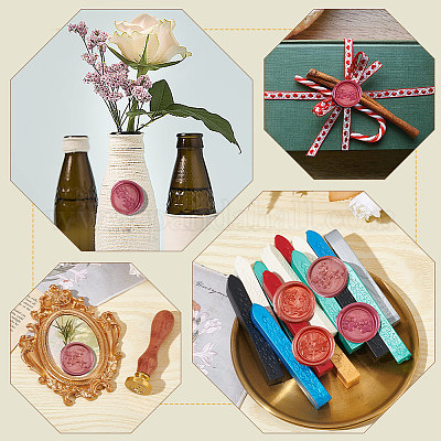 4 шт. 4 стиля золотистого тона латунная восковая печать головка штампа AJEW-CP0007-49A-04-1