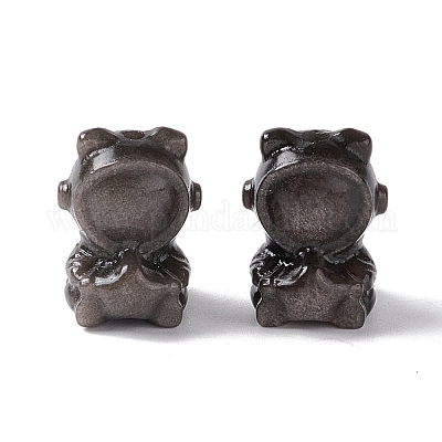 Натуральные серебряные бусины из обсидиана G-G859-04-1