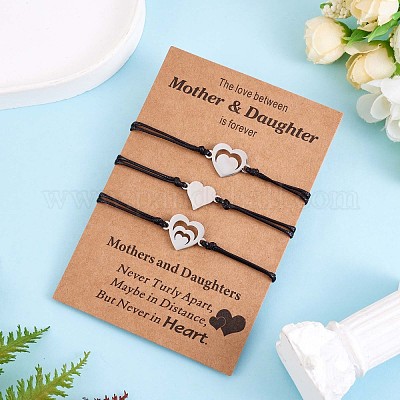 3шт. набор из 3 браслетов в форме сердца из нержавеющей стали 430 JB724A-1