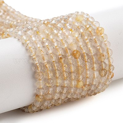 Нити бусин из натурального золота с рутилированным кварцем&nbsp;LS-G-G161-A17-05-1