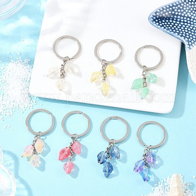 7 шт. прозрачные стеклянные брелки с аэрозольной краской KEYC-JKC01391-1