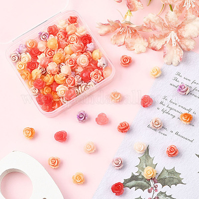 100 шт. 5-х цветные резные бусины из синтетического коралла&nbsp;CORA-SP0001-14-1