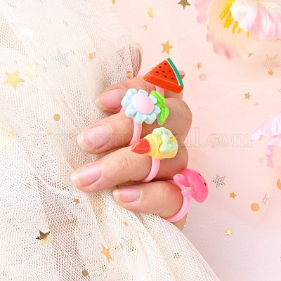 Милые смешанной формы акриловой малыша манжеты кольца RJEW-R130-02-B-1