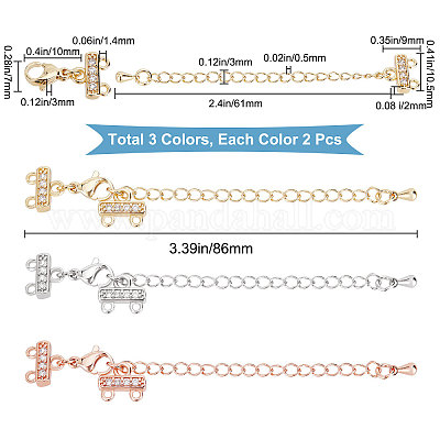 Shop SUNNYCLUE 1 Box 6Pcs 3 Colors Necklace Layering Clasp Layered Necklace  Clasp Rhinestone Chain Extender Necklace Connectors for Multiple Necklaces  Jewelry Making Women DIY Stackable Chains Crafts for Jewelry Making -  PandaHall Selected