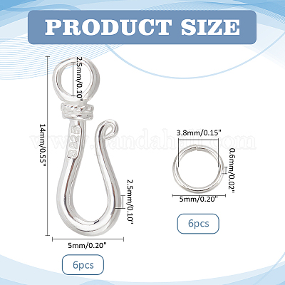 925 Sterling Silber Haken Verschlüsse&nbsp;STER-PH0002-07-1