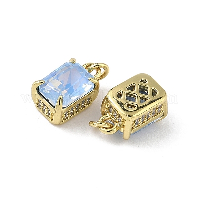 Подвески из латуни с микропаве из кубического циркония и стеклянным кристаллом KK-Q039-02G-1