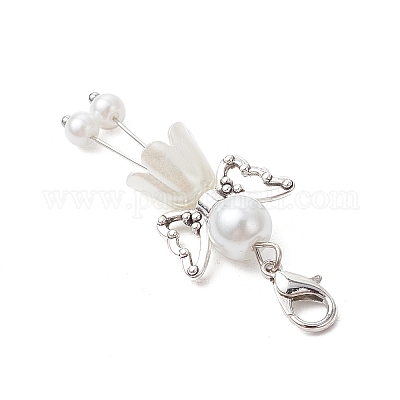 7 шт. 7 стиля подвеска в виде ангела из стекла и жемчуга HJEW-JM03026-1