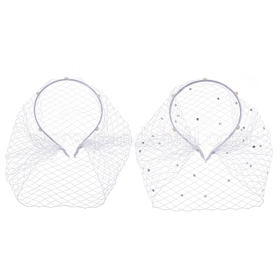 2 шт. 2 стиля свадебных страз жемчужная сетка фата тканевые резинки для волос MRMJ-FG0001-16A-1