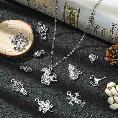 100 шт. 10 стиля осенние подвески из сплава в тибетском стиле TIBEP-CJ0002-56-1