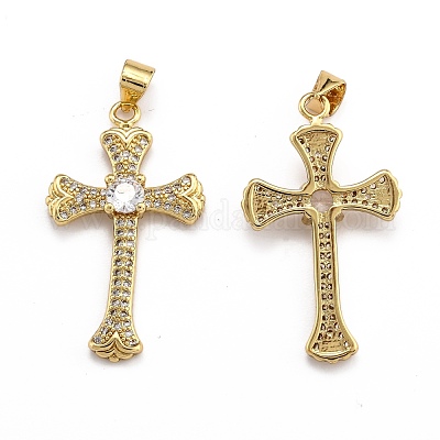 Латунные микропаве прозрачные подвески с фианитом ZIRC-J025-45G-1