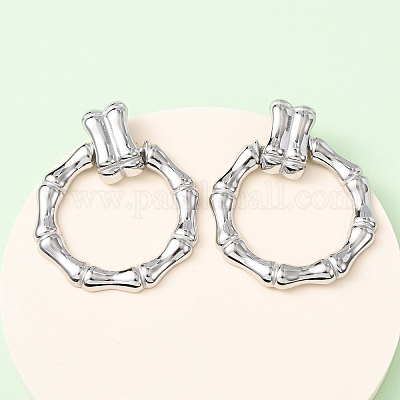 Серьги-гвоздики из бамбука из нержавеющей стали 304 EJEW-K268-80P-1