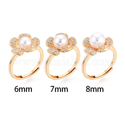 Цветочная латунь микропаве прозрачный кубический цирконий регулируемые настройки кольца KK-T076-25G-1