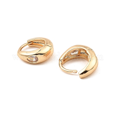 Серьги-кольца из латуни с микропаве из кубического циркония EJEW-D078-34B-KCG-1