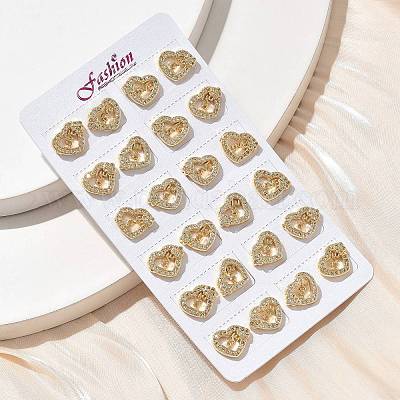 Серьги-гвоздики ко Дню святого Валентина с надписью «любовь» из латуни с микропаве из прозрачных кубических цирконий EJEW-D305-22G-01-1