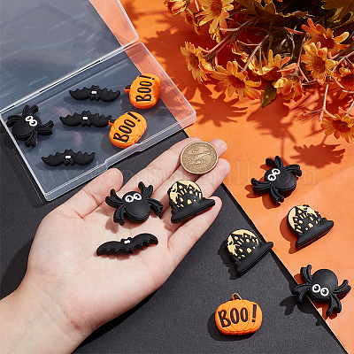16 шт. 4 стиля силиконовых бусин на Хэллоуин SIL-SC0002-09-1