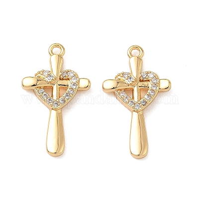 Латунные микропаве прозрачные подвески с фианитом KK-B160-04G-1