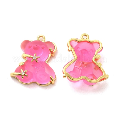 Подвески со стразами из прозрачной смолы KK-H438-04G-07-1