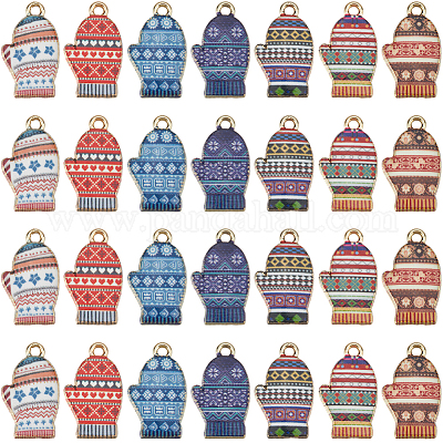 28 шт. 7-х цветные подвески из сплава с принтом на зимнюю тематику FIND-SC0012-46-1
