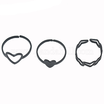 3 шт. 3 стиля набор железных колец-манжет в форме сердца FS-WG0D8D1-01-1